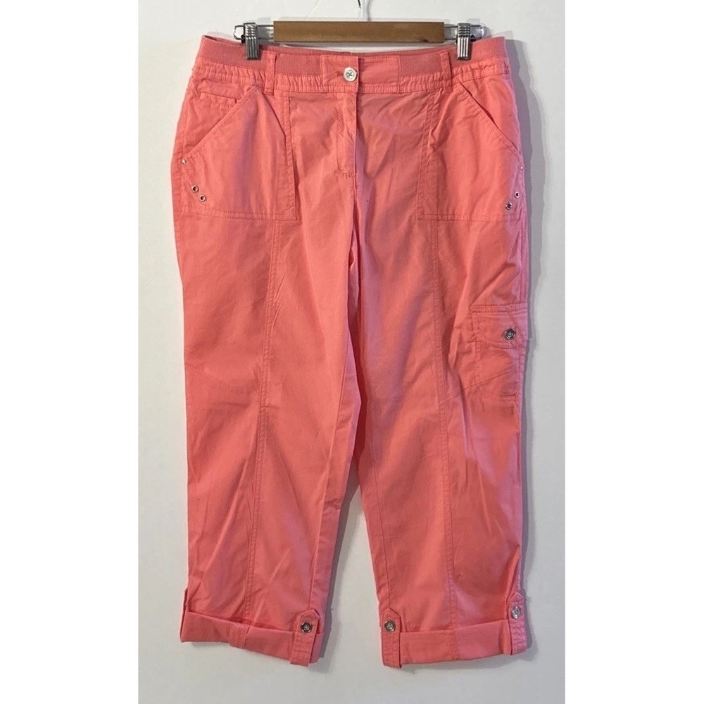 Women's Chicos Cuffed Stretch Cargo Pants Sz 8 (1) CUTE‎ ! Lightweight